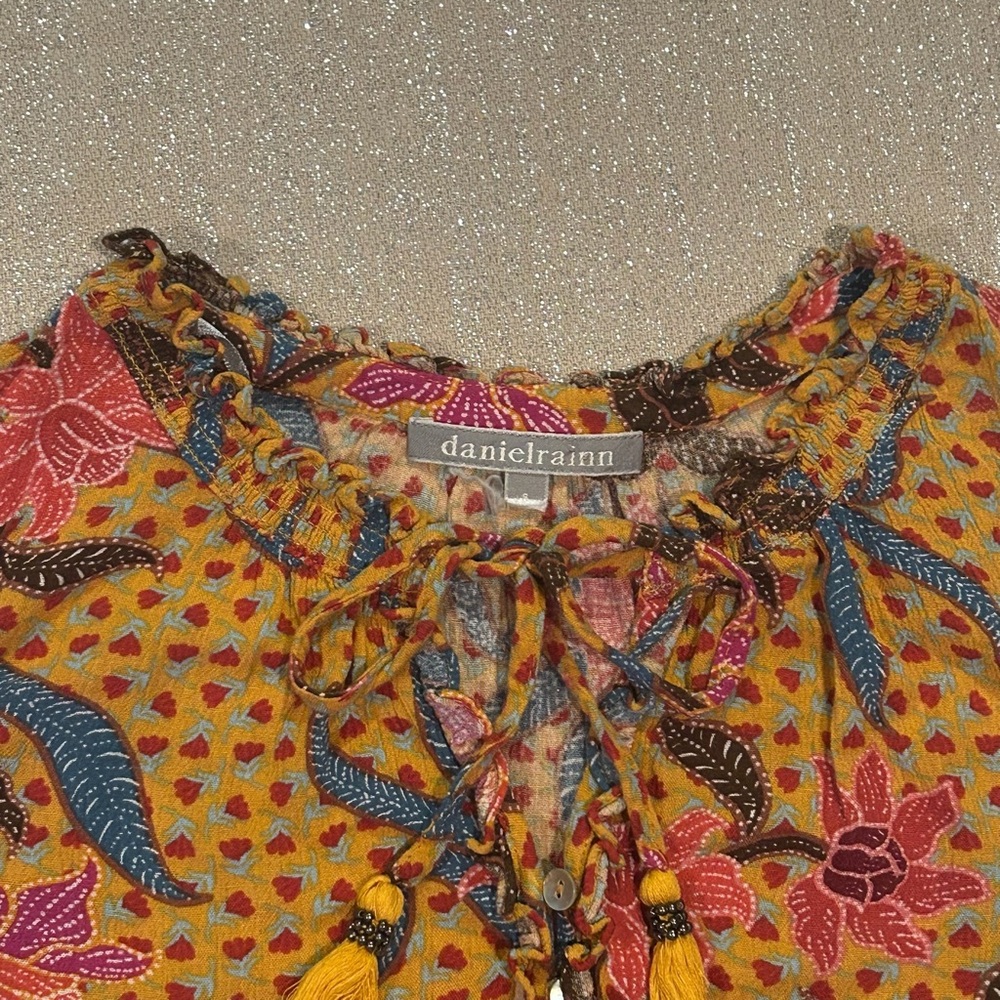 Daniel Rainn yellow tropical floral sleeveless blouse, size S - Picture 3 of 11